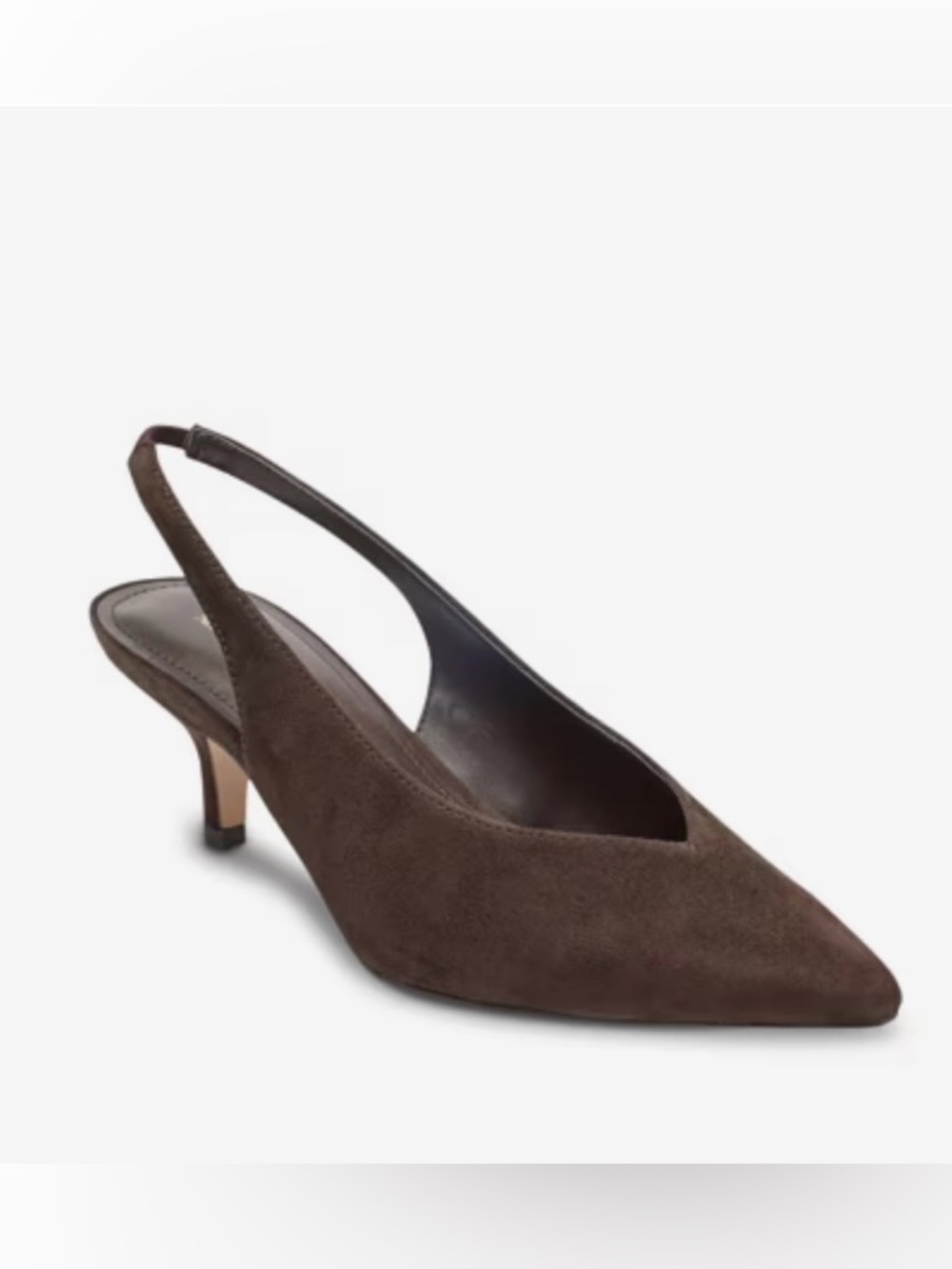 Marc Fisher Dark Brown Suede Pointed Slingback Mules
